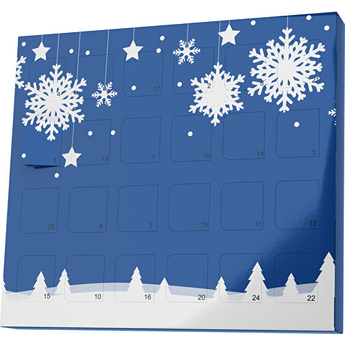 XS Adventskalender Winterlandschaft , Brandt, heidelbeerblau / weiss, Vollkartonhülle, weiss, 1,60cm x 12,00cm x 14,00cm (Länge x Höhe x Breite), Bild 1