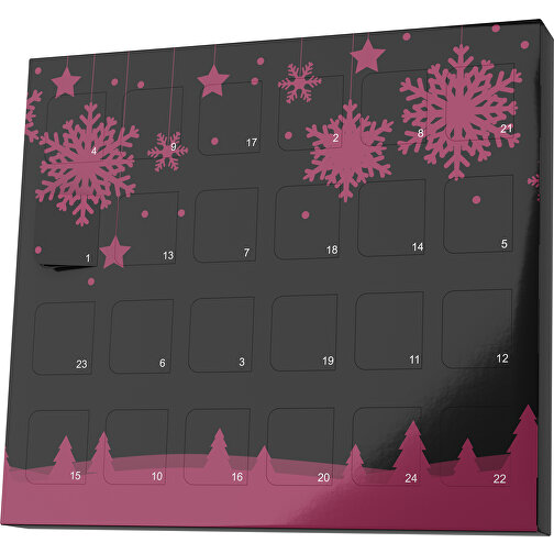 XS Adventskalender Winterlandschaft , Brandt, schwarz / kirschrot, Vollkartonhülle, weiss, 1,60cm x 12,00cm x 14,00cm (Länge x Höhe x Breite), Bild 1