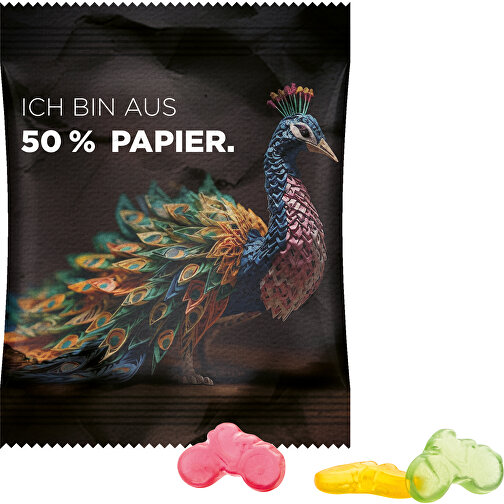 Minitüte 15g, Fruchtgummi Standardformen , Trolli, Papierfolie, 8,40cm x 7,00cm (Höhe x Breite), Bild 1