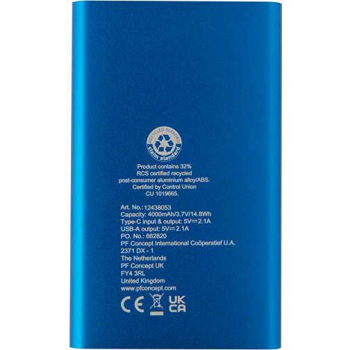 Pep 4000 mAh Type-C powerbank lavet af genanvendt aluminium, Billede 5