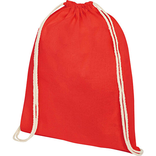 Oregon 140 G/m² Sportbeutel Aus GRS Recycelter Baumwolle , rot, GRS-zertifizierte, recycelte Baumwolle, 140 g/m2, 33,00cm x 44,00cm (Länge x Höhe), Bild 1