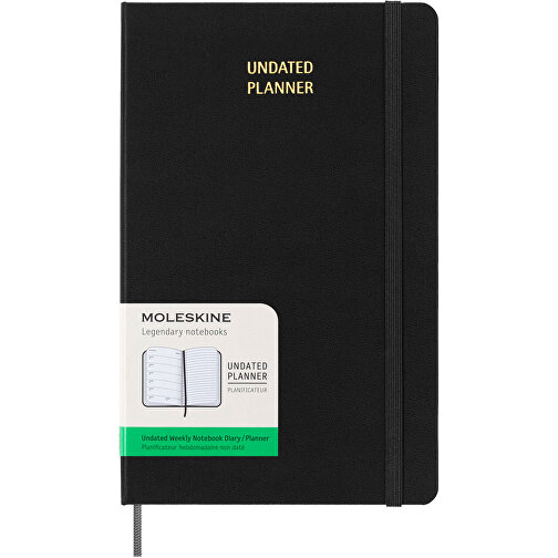 Moleskine Hardcover Wochenplaner L, Undatiert , schwarz, FSC certified paper, 21,00cm x 13,00cm (Länge x Breite), Bild 1