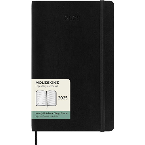 Moleskine Softcover 12 Monate Wochenkalender L , schwarz, PU Kunststoff, FSC certified paper, 13,00cm x 21,00cm x 1,20cm (Länge x Höhe x Breite), Bild 1