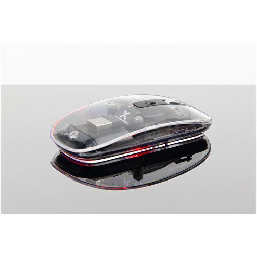 Mouse Bluetooth® trasparente multimodale senza fili da 2,4 Ghz di SCX.design O24 con logo illuminato, Immagine 3