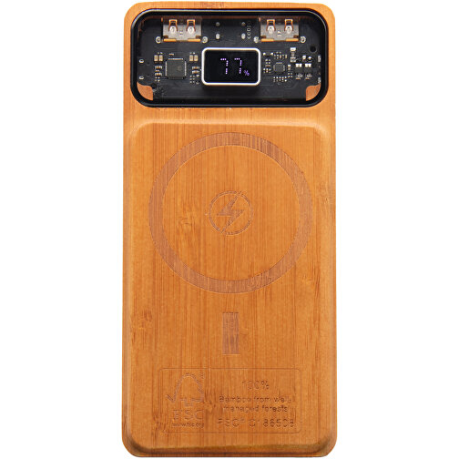 SCX.design P48 10.000 mAh powerbank magnético de 15W de madera con logotipo iluminado, Imagen 1