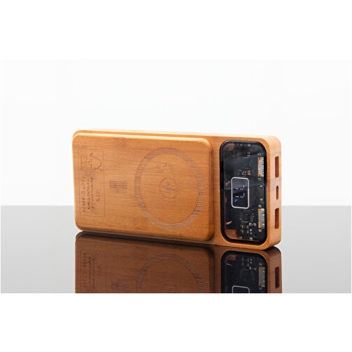 SCX.design P48 10.000 MAh Magnetische 15W Powerbank Aus Holz Mit Leuchtlogo , holz, Bambusholz, Recycelter ABS Kunststoff, 18,60cm x 2,65cm x 10,00cm (Länge x Höhe x Breite), Bild 4