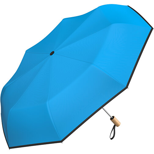 Regenschirm AO Berlin , schwarz / himmelblau, 100% Polyester pongee, 31,00cm (Länge), Bild 1