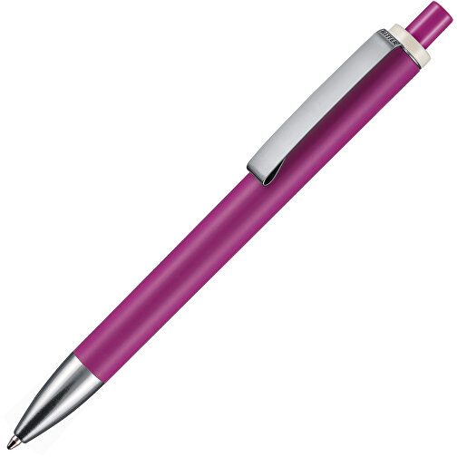 Kugelschreiber EXOS SOFT , Ritter-Pen, fuchsia / elfenbein, ABS u. Metall, 14,10cm (Länge), Bild 2