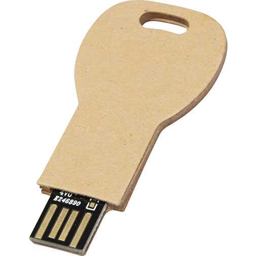 Schlüssel USB-Stick 2.0 Aus Recyceltem Papier , kraftpapier MB , 1 GB , Recyceltes Papier, Aluminium MB , 5,80cm x 3,00cm x 0,30cm (Länge x Höhe x Breite), Bild 1