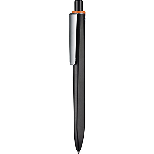 Kugelschreiber RIDGE RECYCLED M , Ritter-Pen, schwarz / orange, ABS u. Metall, 14,10cm (Länge), Bild 1