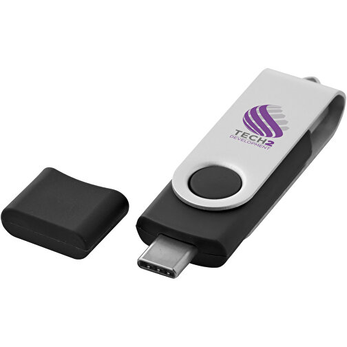 OTG Rotate USB Typ-C Stick , schwarz MB , 8 GB , Kunststoff, Aluminium MB , 7,00cm x 1,60cm x 1,00cm (Länge x Höhe x Breite), Bild 2