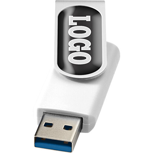 Rotate USB-Stick 3.0 Mit Doming , weiss MB , 128 GB , Kunststoff, Aluminium MB , 5,80cm x 1,90cm x 1,00cm (Länge x Höhe x Breite), Bild 1