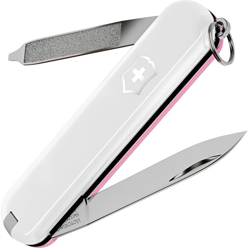 ESCORT - Victorinox Schweizer Messer , Victorinox, Falling Snow / Cherry Blossom, hochlegierter, rostfreier Stahl, 5,80cm x 0,80cm x 1,80cm (Länge x Höhe x Breite), Bild 1