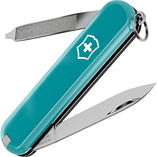 ESCORT - Victorinox Schweizer Messer , Victorinox, Mountain Lake / Dark Illusion, hochlegierter, rostfreier Stahl, 5,80cm x 0,80cm x 1,80cm (Länge x Höhe x Breite), Bild 1