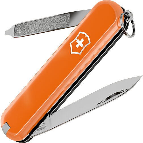 ESCORT - Victorinox Schweizer Messer , Victorinox, Mango Tango / Dark Illusion, hochlegierter, rostfreier Stahl, 5,80cm x 0,80cm x 1,80cm (Länge x Höhe x Breite), Bild 1