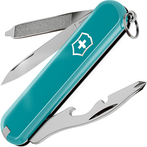 RALLY - Victorinox Schweizer Messer , Victorinox, Mountain Lake / Falling Snow, hochlegierter, rostfreier Stahl, 5,80cm x 0,90cm x 2,00cm (Länge x Höhe x Breite), Bild 1