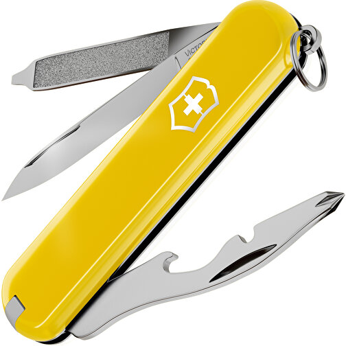 RALLY - Victorinox Schweizer Messer , Victorinox, Sunny Side / Falling Snow, hochlegierter, rostfreier Stahl, 5,80cm x 0,90cm x 2,00cm (Länge x Höhe x Breite), Bild 1