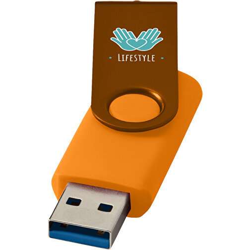 Rotate USB-Stick 3.0 Aus Metall , orange MB , 128 GB , Kunststoff, Aluminium MB , 5,80cm x 1,90cm x 1,00cm (Länge x Höhe x Breite), Bild 2