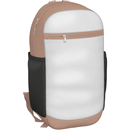 Rucksack Milan , weiss / mandelbraun, Sublimation-fabric 300g, 15,00cm x 40,00cm x 30,00cm (Länge x Höhe x Breite), Bild 1