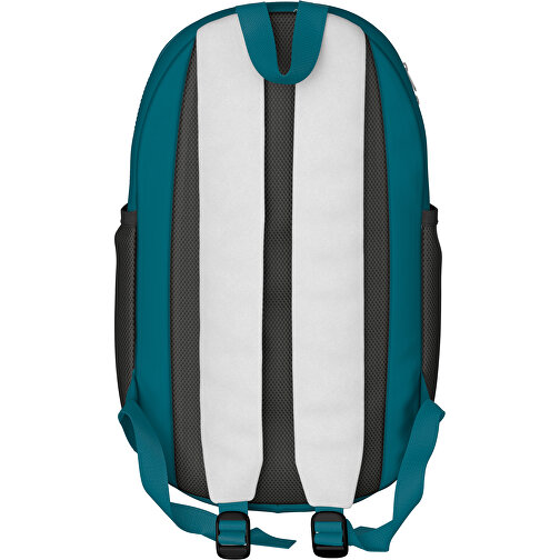 Rucksack Milan , weiss / atlantikblau, Sublimation-fabric 300g, 15,00cm x 40,00cm x 30,00cm (Länge x Höhe x Breite), Bild 2