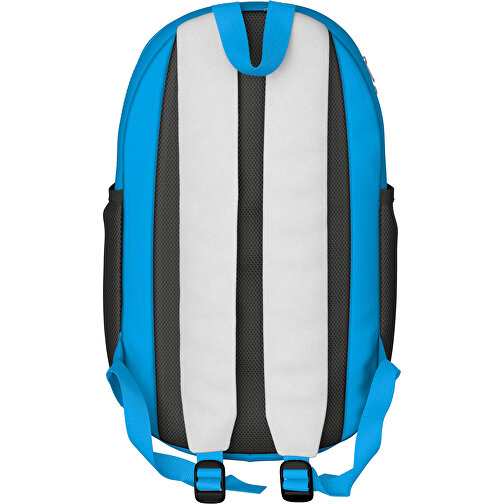 Rucksack Milan , weiss / hellblau, Sublimation-fabric 300g, 15,00cm x 40,00cm x 30,00cm (Länge x Höhe x Breite), Bild 2