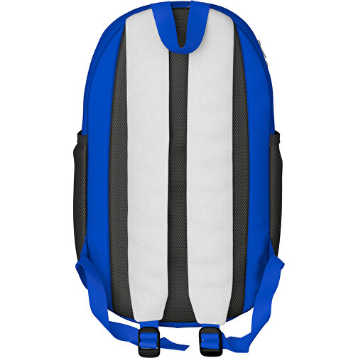 Rucksack Milan , weiß / königsblau, Sublimation-fabric 300g, 15,00cm x 40,00cm x 30,00cm (Länge x Höhe x Breite), Bild 2