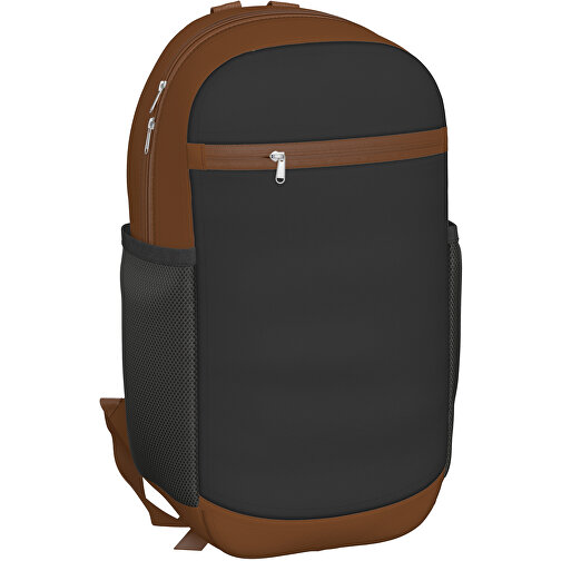 Rucksack Milan , schwarz / nougatbraun, Sublimation-fabric 300g, 15,00cm x 40,00cm x 30,00cm (Länge x Höhe x Breite), Bild 1