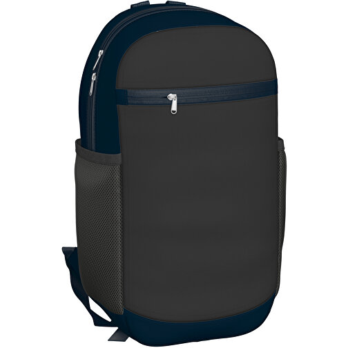 Rucksack Milan , schwarz / heidelbeerblau, Sublimation-fabric 300g, 15,00cm x 40,00cm x 30,00cm (Länge x Höhe x Breite), Bild 1