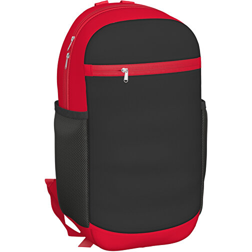 Rucksack Milan , schwarz / dunkelrot, Sublimation-fabric 300g, 15,00cm x 40,00cm x 30,00cm (Länge x Höhe x Breite), Bild 1