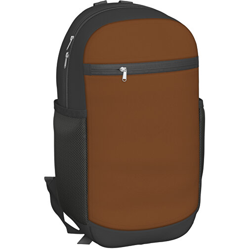 Rucksack Milan , nougatbraun / schwarz, Sublimation-fabric 300g, 15,00cm x 40,00cm x 30,00cm (Länge x Höhe x Breite), Bild 1