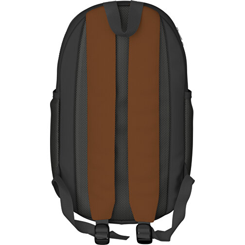 Rucksack Milan , nougatbraun / schwarz, Sublimation-fabric 300g, 15,00cm x 40,00cm x 30,00cm (Länge x Höhe x Breite), Bild 2