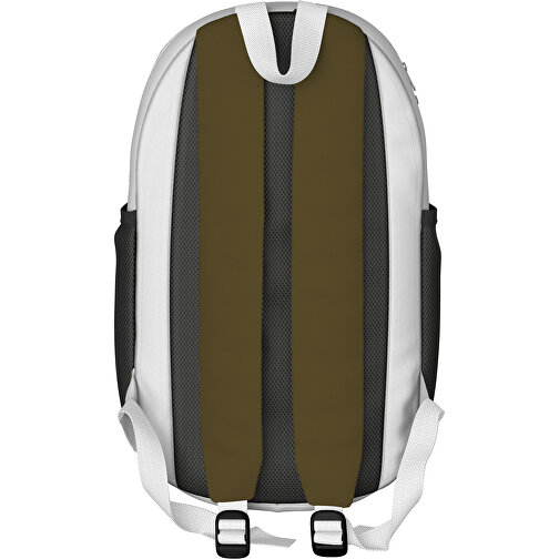 Rucksack Milan , tannengrün / weiss, Sublimation-fabric 300g, 15,00cm x 40,00cm x 30,00cm (Länge x Höhe x Breite), Bild 2