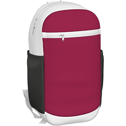 Rucksack Milan , bugunderrot / weiß, Sublimation-fabric 300g, 15,00cm x 40,00cm x 30,00cm (Länge x Höhe x Breite), Bild 1