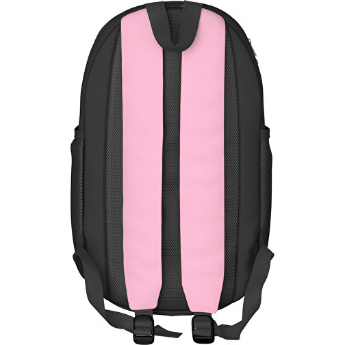 Rucksack Milan , hellrosa / schwarz, Sublimation-fabric 300g, 15,00cm x 40,00cm x 30,00cm (Länge x Höhe x Breite), Bild 2