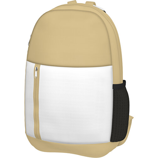 Rucksack Easy , weiss / hellbraun, Sublimation-fabric 300g, 15,00cm x 40,00cm x 30,00cm (Länge x Höhe x Breite), Bild 1