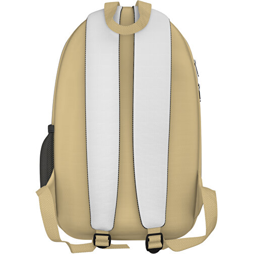 Rucksack Easy , weiß / hellbraun, Sublimation-fabric 300g, 15,00cm x 40,00cm x 30,00cm (Länge x Höhe x Breite), Bild 2