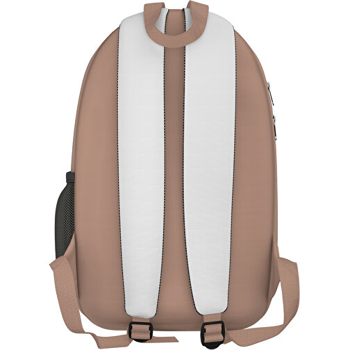 Rucksack Easy , weiß / mandelbraun, Sublimation-fabric 300g, 15,00cm x 40,00cm x 30,00cm (Länge x Höhe x Breite), Bild 2