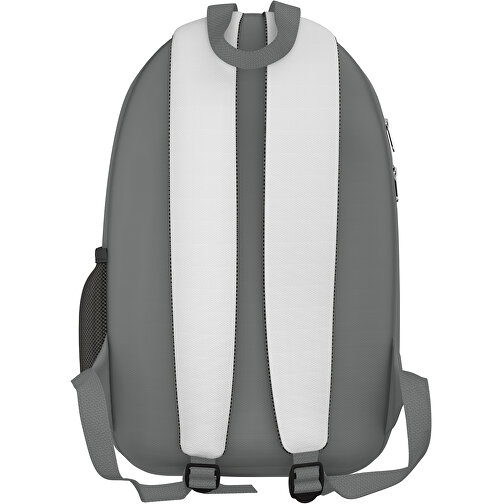 Rucksack Easy , weiß / delfingrau, Sublimation-fabric 300g, 15,00cm x 40,00cm x 30,00cm (Länge x Höhe x Breite), Bild 2