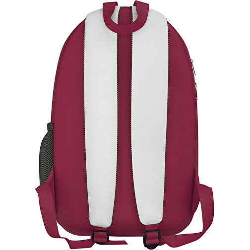 Rucksack Easy , weiß / bugunderrot, Sublimation-fabric 300g, 15,00cm x 40,00cm x 30,00cm (Länge x Höhe x Breite), Bild 2