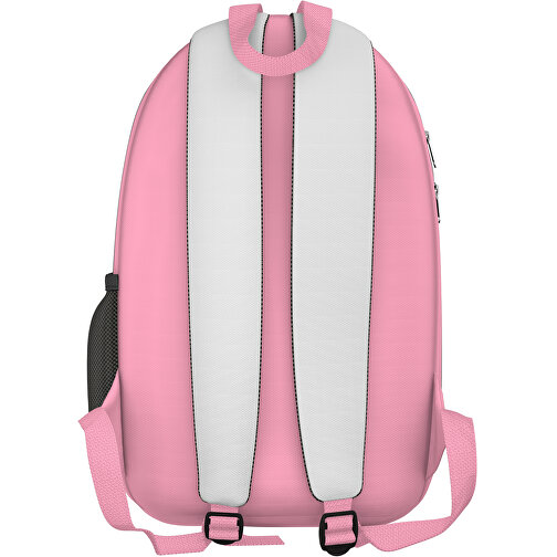 Rucksack Easy , weiß / hellpink, Sublimation-fabric 300g, 15,00cm x 40,00cm x 30,00cm (Länge x Höhe x Breite), Bild 2