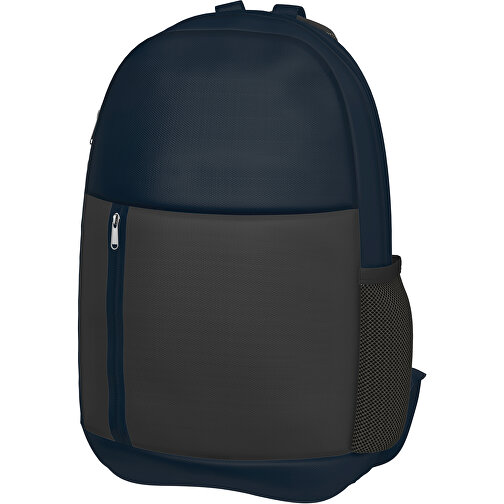 Rucksack Easy , schwarz / heidelbeerblau, Sublimation-fabric 300g, 15,00cm x 40,00cm x 30,00cm (Länge x Höhe x Breite), Bild 1