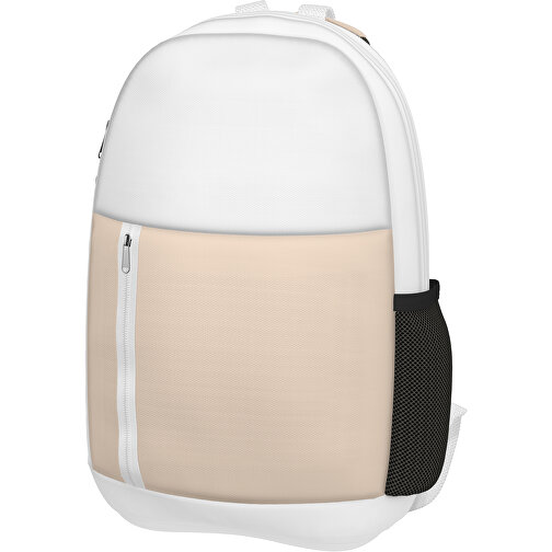 Rucksack Easy , beige / weiß, Sublimation-fabric 300g, 15,00cm x 40,00cm x 30,00cm (Länge x Höhe x Breite), Bild 1