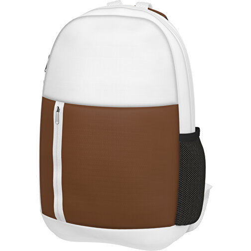 Rucksack Easy , nougatbraun / weiss, Sublimation-fabric 300g, 15,00cm x 40,00cm x 30,00cm (Länge x Höhe x Breite), Bild 1