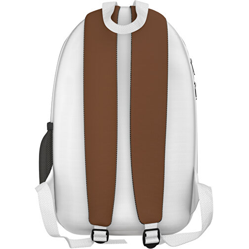 Rucksack Easy , nougatbraun / weiß, Sublimation-fabric 300g, 15,00cm x 40,00cm x 30,00cm (Länge x Höhe x Breite), Bild 2