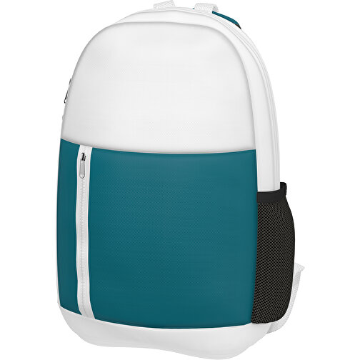 Rucksack Easy , atlantikblau / weiss, Sublimation-fabric 300g, 15,00cm x 40,00cm x 30,00cm (Länge x Höhe x Breite), Bild 1