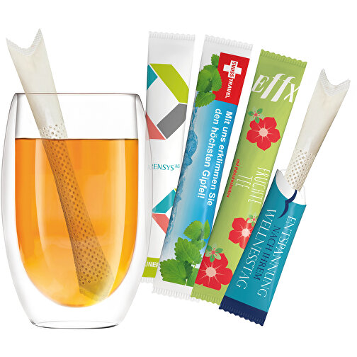 Bio TeaStick - Grüner Tee Ingwer Zitrone - Individ. Design , Bio Folie, kompostierbar + Papier, 2,70cm x 1,50cm x 15,80cm (Länge x Höhe x Breite), Bild 4