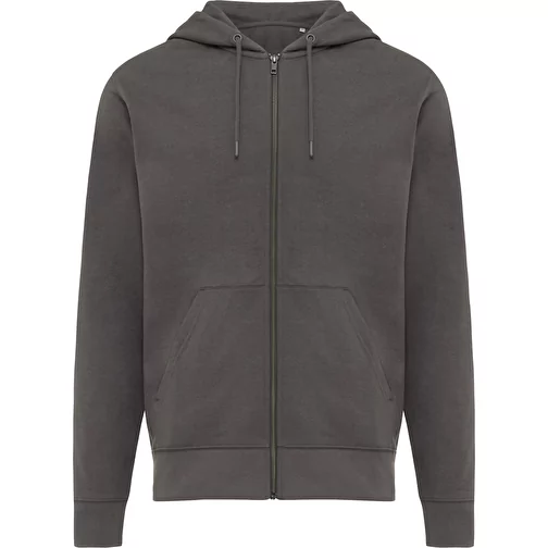 Iqoniq Abisko sweat à capuche zippé en coton recyclé, anthracite, Image 1