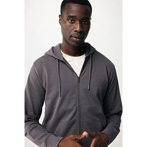 Iqoniq Abisko sweat à capuche zippé en coton recyclé, anthracite, Image 7