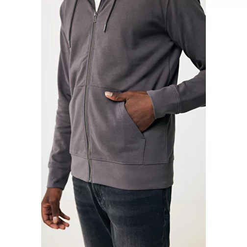 Iqoniq Abisko sweat à capuche zippé en coton recyclé, anthracite, Image 8