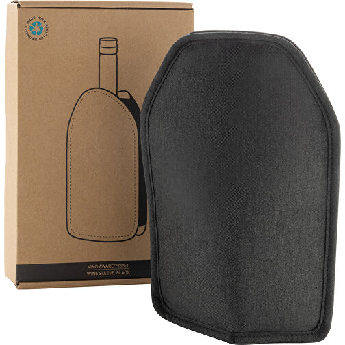 Vino AWARE™ RPET Weinkühler-Sleeve, Schwarz , schwarz, PET - recycelt, 15,50cm x 22,50cm x 2,50cm (Länge x Höhe x Breite), Bild 8